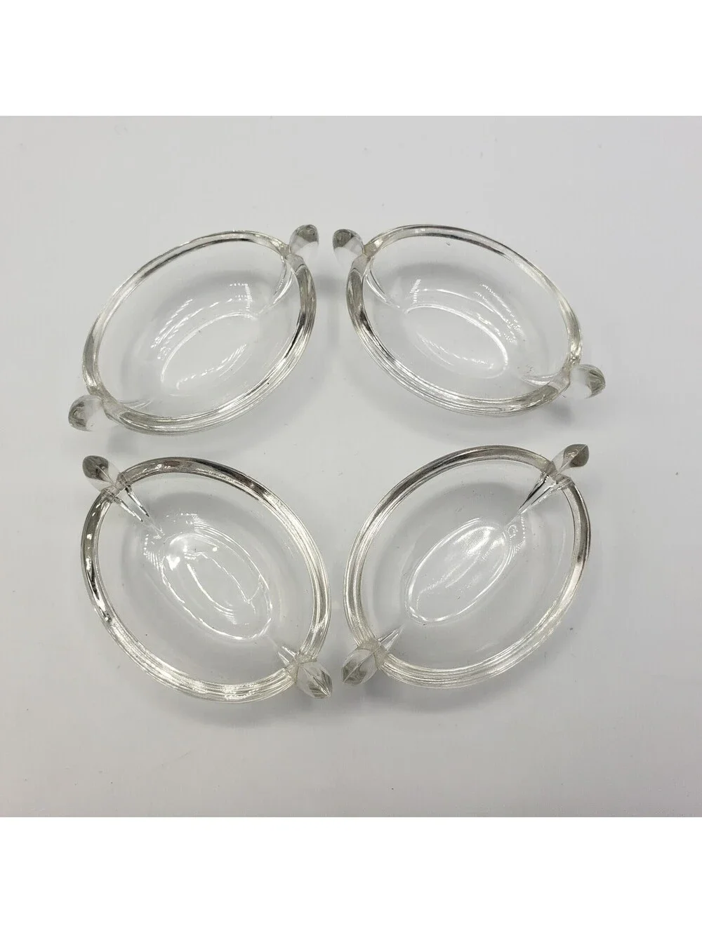 Crystal Clear Glass Salt Cellars Dips Oval Boat Shape QTY 4 Dipping Sauce Bowl